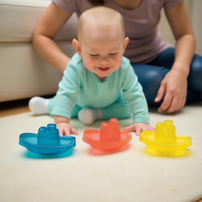PLAYGRO Bright Baby Boats zabawki do kąpieli 3 łodzie 11 cm
