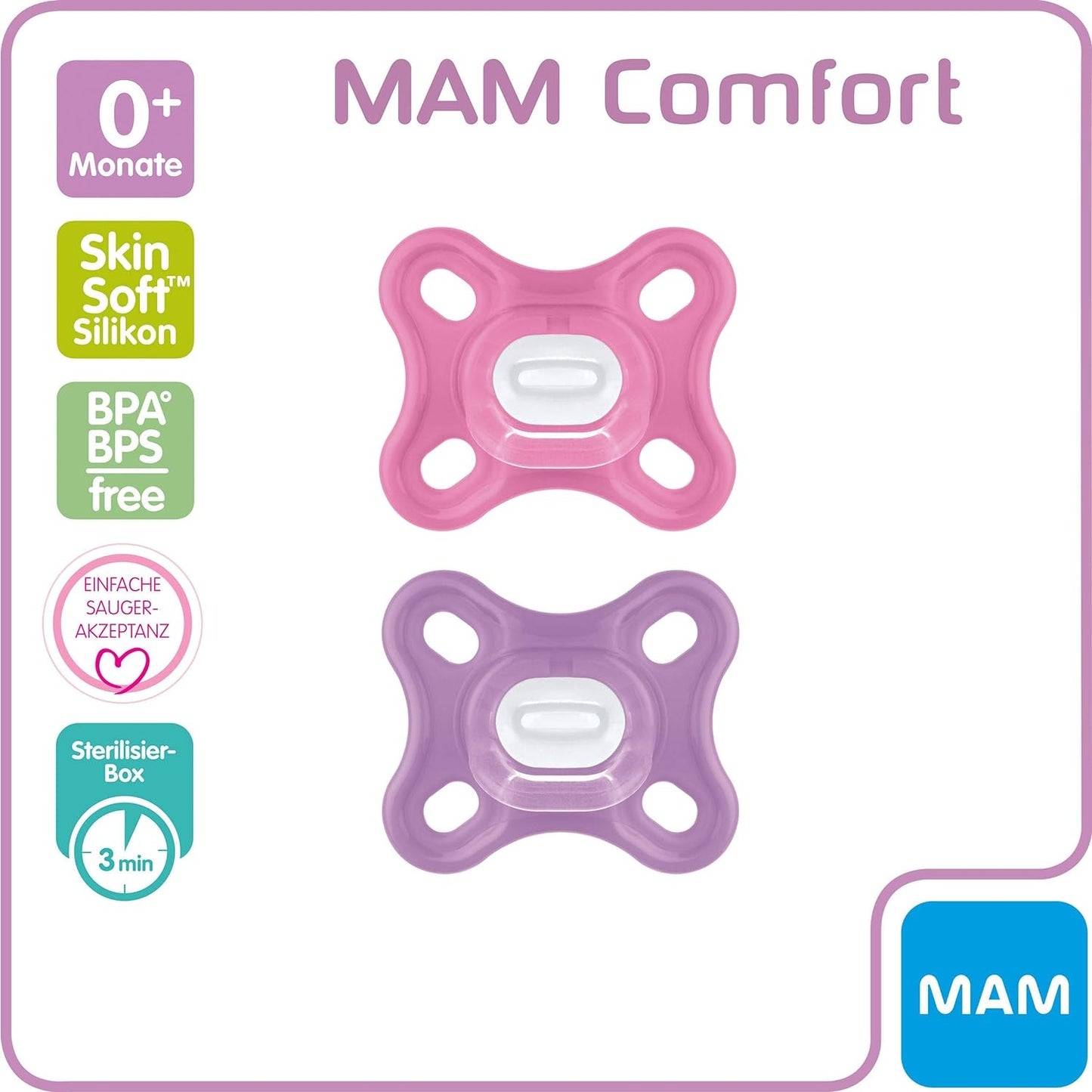 MAM COMFORT smoczek wcześniak noworodek x2 0msc+ – zdjęcie produktu 2