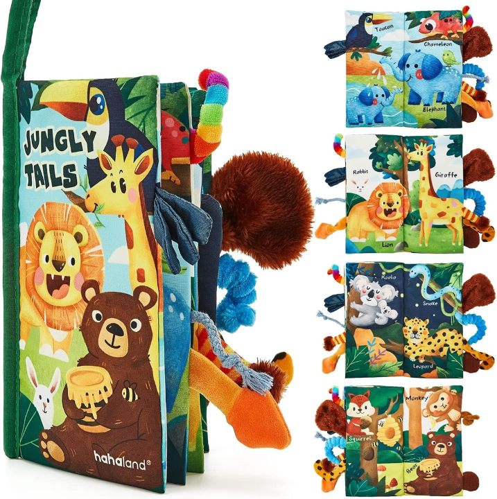 HAHALAND Jungly Tails livre sensoriel SUSPENDU 12,5 x 22 cm