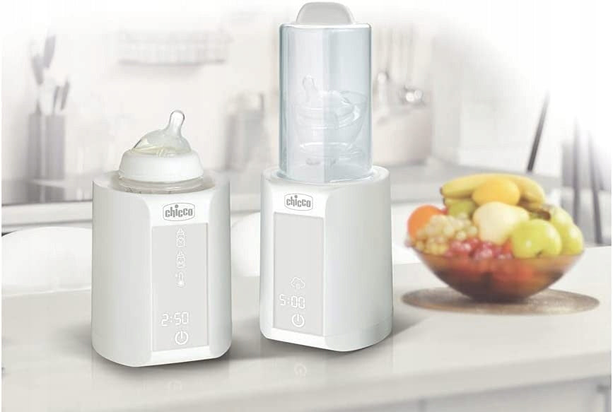 CHICCO podgrzewacz do butelek + sterylizator 2w1, cyfrowy biały do butelek i słoiczków