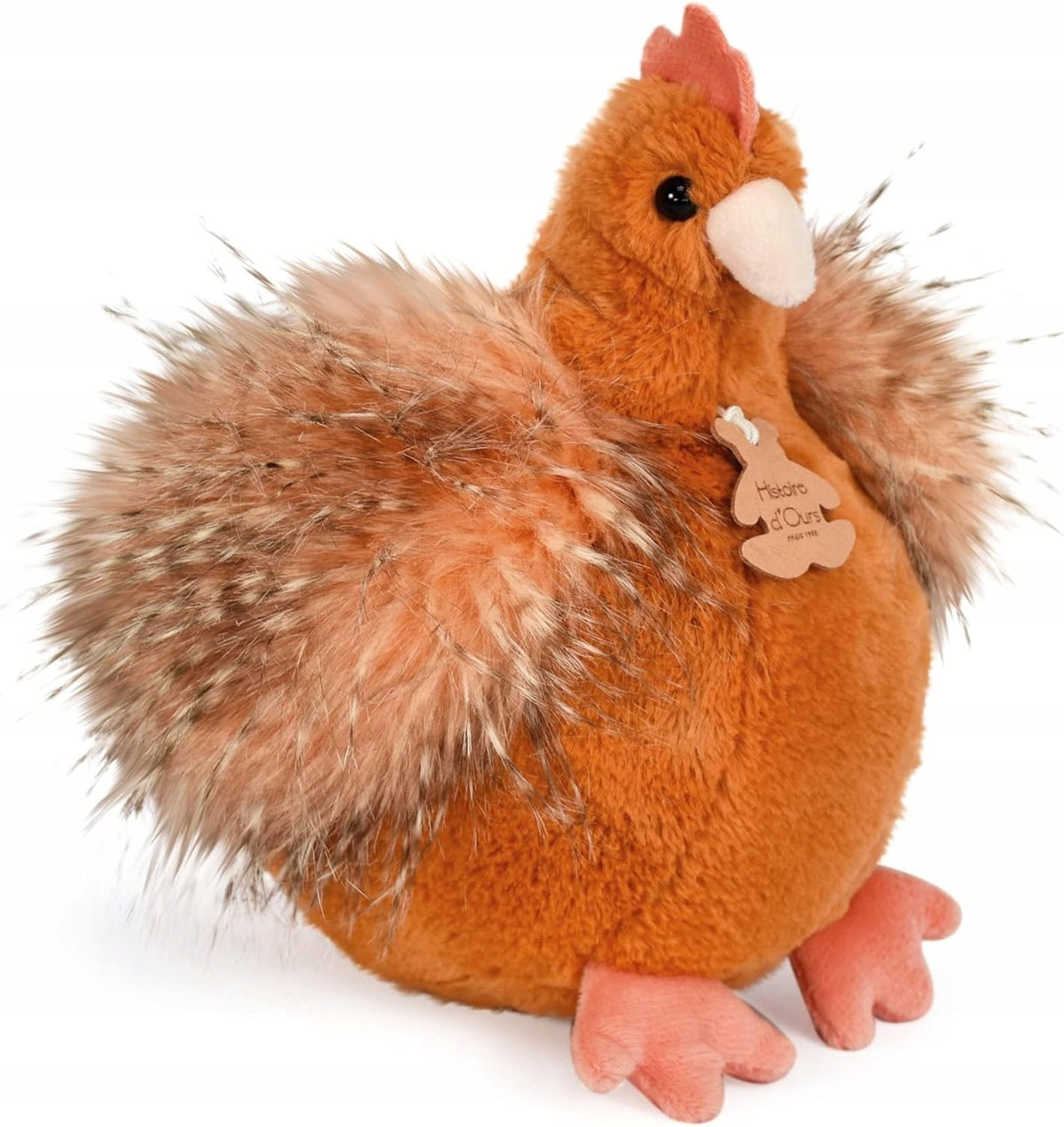 HISTOIRE d'OURS pluszowa przytulanka KURA 20 cm, pomarańczowa kura dla dzieci 6 m+