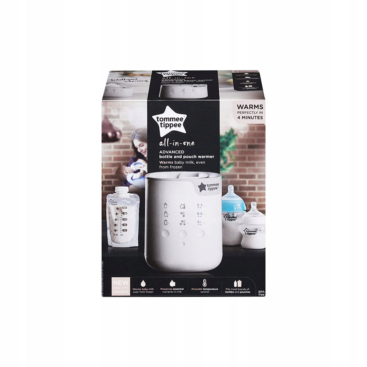 TOMMEE TIPPEE all-in-one podgrzewacz zaawansowany, podgrzewacz do butelek i słoików, szary, szybko podgrzewa w 4 minuty