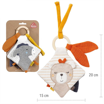 FEHN NATUR livre sensoriel en coton ÂNE et OURS 15 x 20 cm