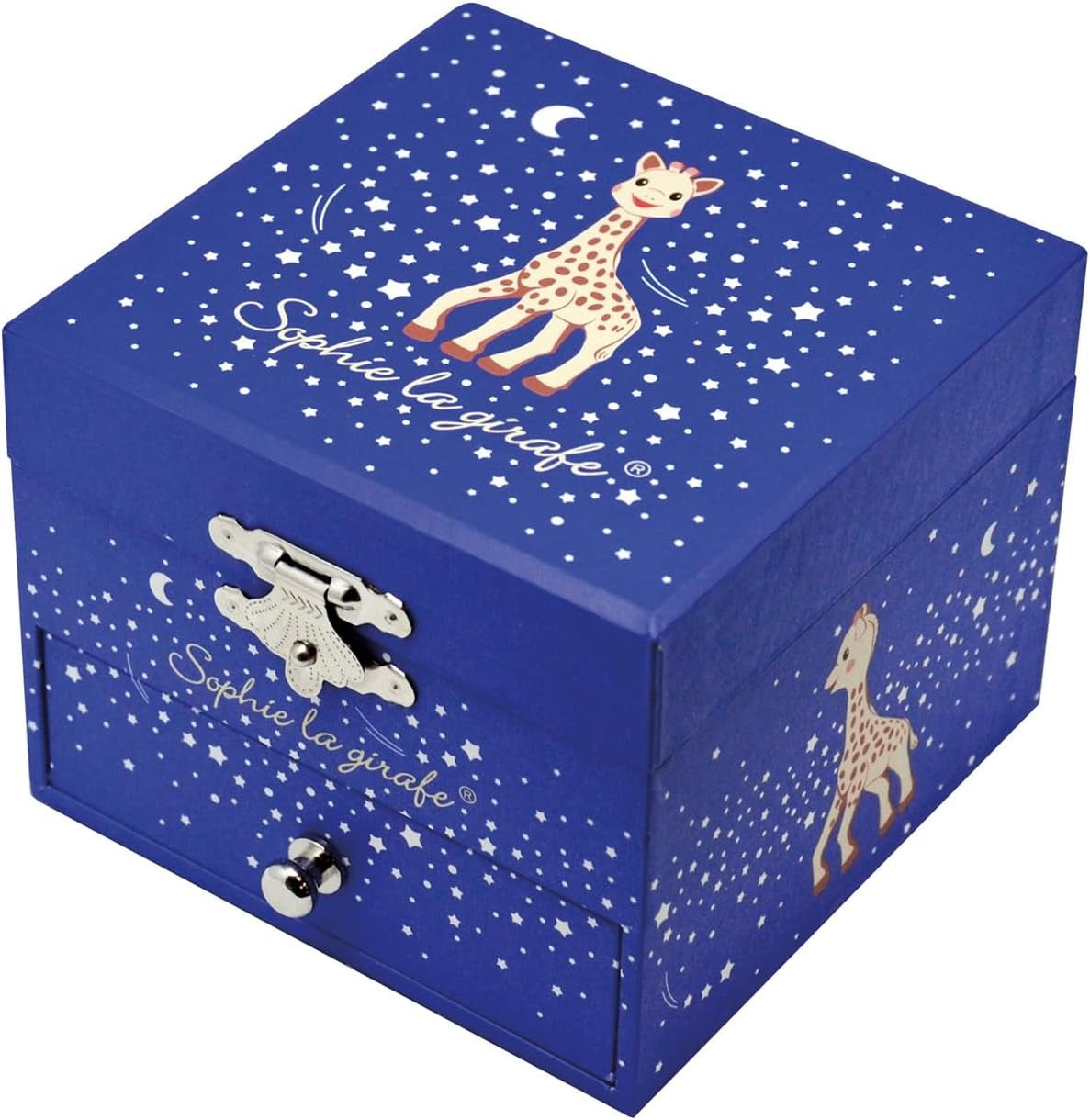 TROUSSELIER boîte à musique à remontoir lumineuse dans le noir SOPHIE LA GIRAFE