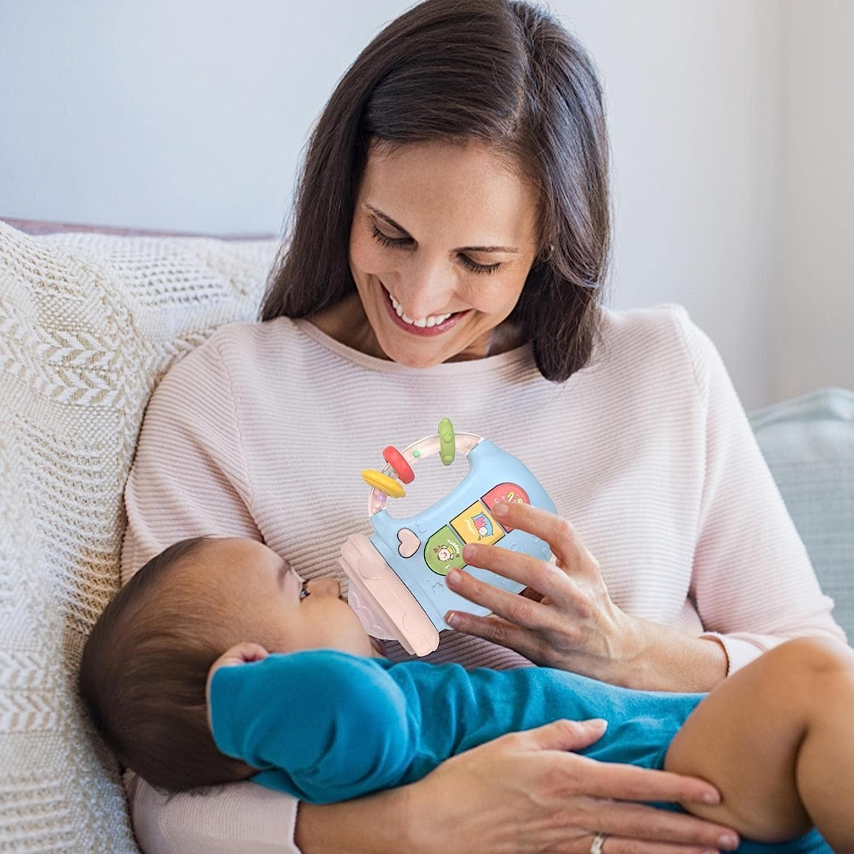 BAMBEBE sons, lumières + anneau de dentition en silicone et hochet J. ANGLAIS