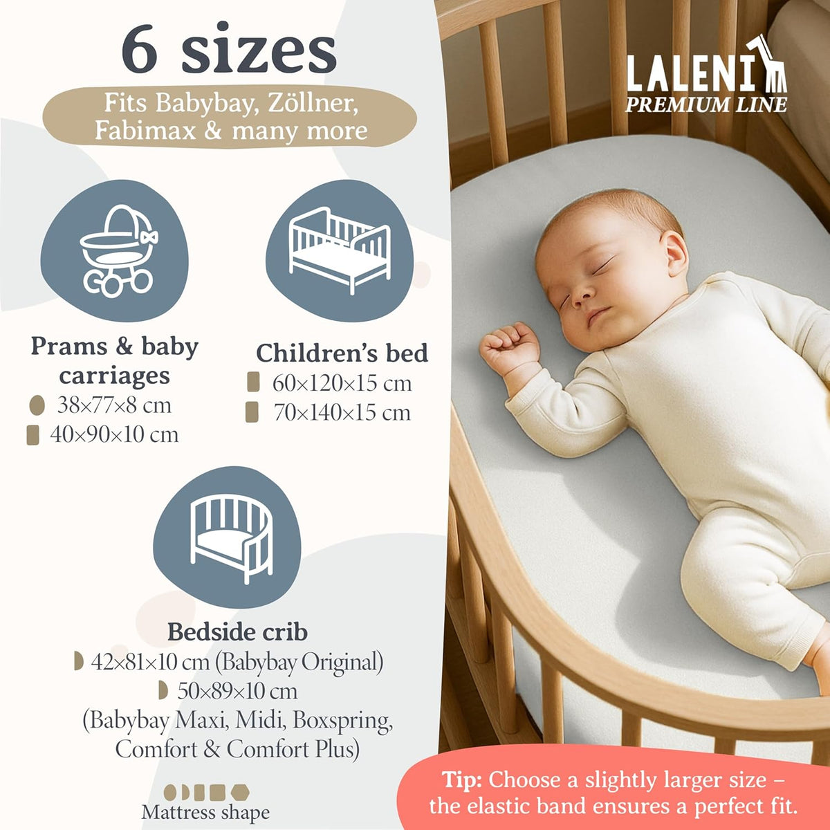 LALENI lenzuolo con elastici per carrozzina 38x77