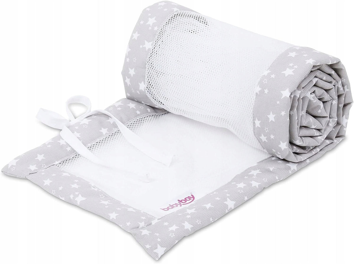 BABYBAY ochraniacz do łóżeczka 149x24, przewiewny ochraniacz siatkowy z gwiazdkami do bezpiecznego snu niemowlęcia