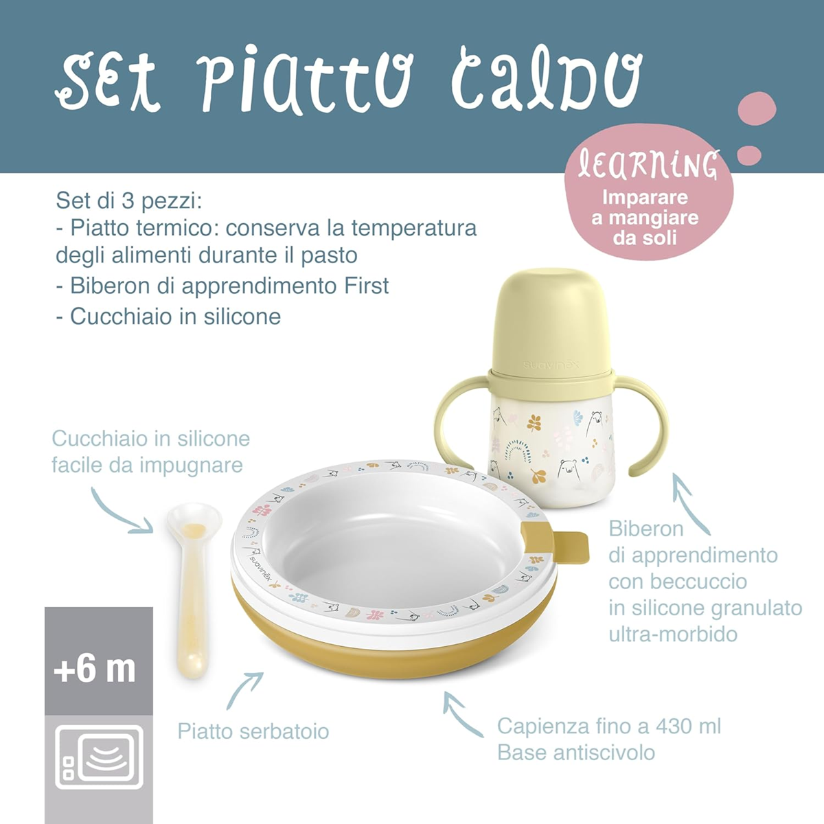 SUAVINEX set termico piatto tazza cucchiaio FOREST