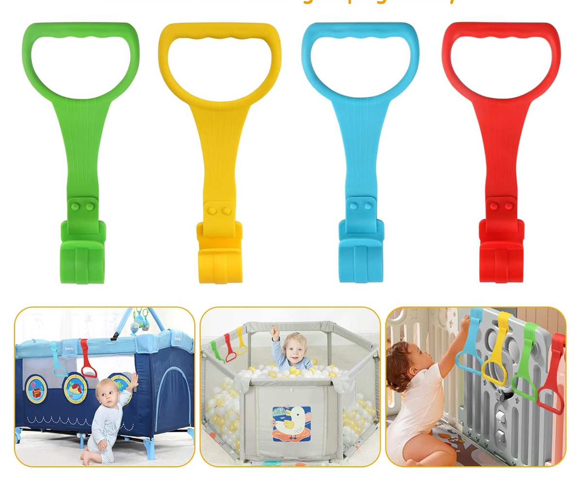 JOY PLUS poignées en silicone pour lit bébé facilitant le lever de l’enfant, lot de 4
