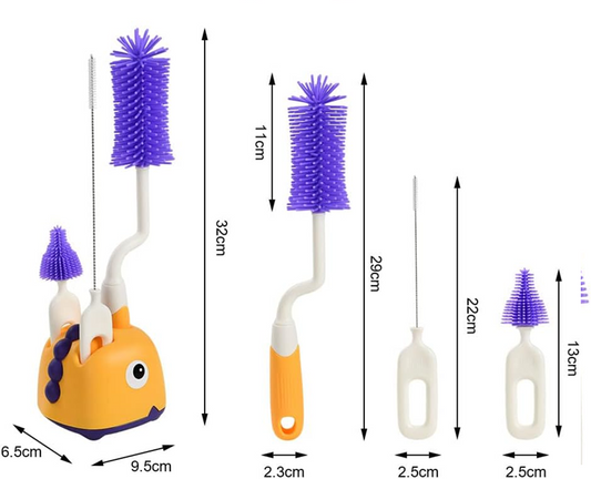 VICLOON 3 en 1 brosses en silicone pour nettoyer les biberons, tétines et pailles 32cm