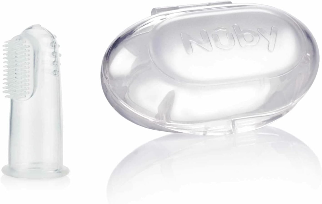 NUBY brosse à dents en silicone pour doigt + étui