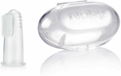 NUBY brosse à dents en silicone pour doigt + étui
