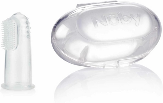NUBY brosse à dents en silicone pour doigt + étui