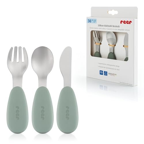 REER couverts pour enfant en silicone et acier 3 pièces