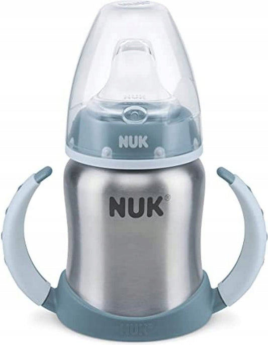 NUK First Choice stalowy kubek niekapek 125 ml 6 m+ niebieski, stal nierdzewna, BPA free