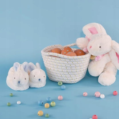 DOUDOU et COMPAGNIE chaussons doux pour bébé avec hochets LAPINS