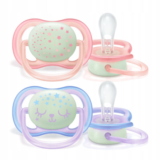 PHILIPS AVENT Ultra Air Night smoczki x 2 0-6msc, świecące w ciemności, BPA free