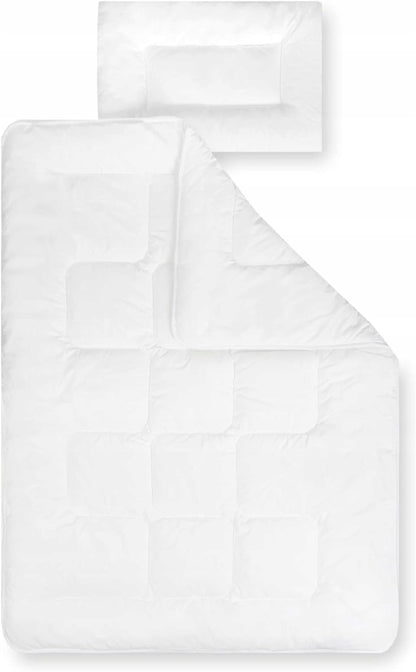 JULIUS ZOLLNER BASIC komplet poduszka i kołderka 100 x 135 cm/40 x 60 cm, biała dla niemowląt