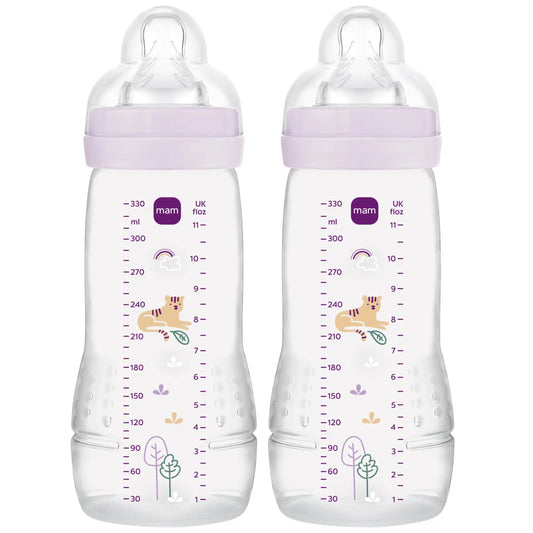 MAM Easy Active zestaw butelek 2x 330 ml 4 m+ smoczek 3 TYGRYS