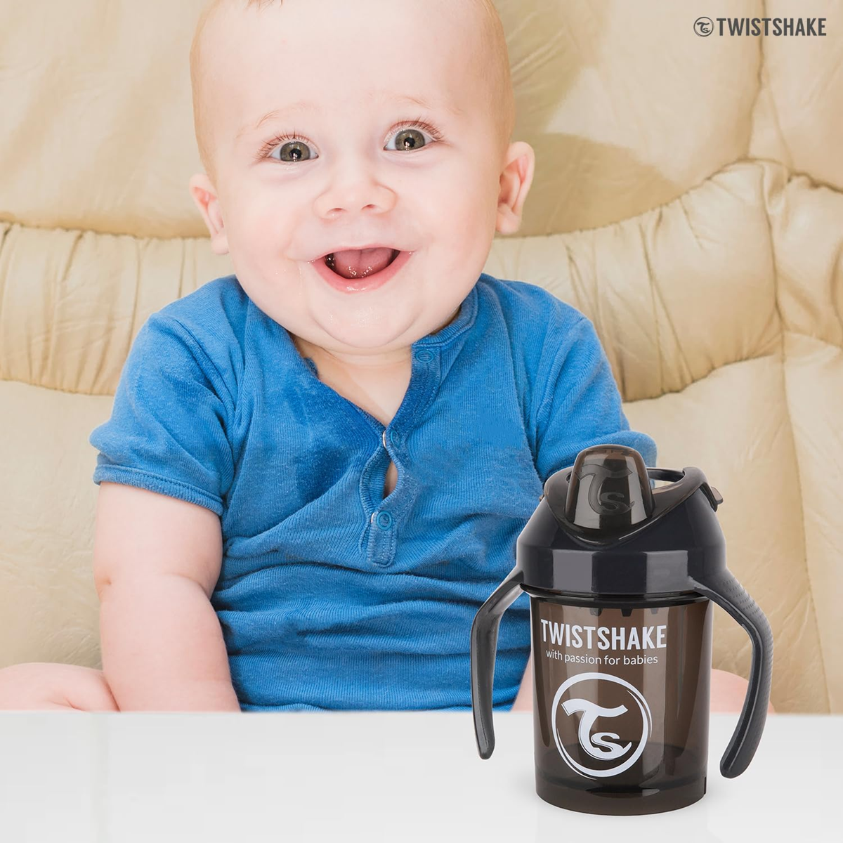 TWISTSHAKE Mini Cup kubek niekapek z ustnikiem i blenderem 230 ml 4 m+