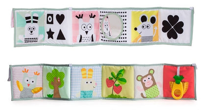 TAF TOYS livre contrasté double face MIROIR ANNEAU DE DENTITION TEXTURES et autres