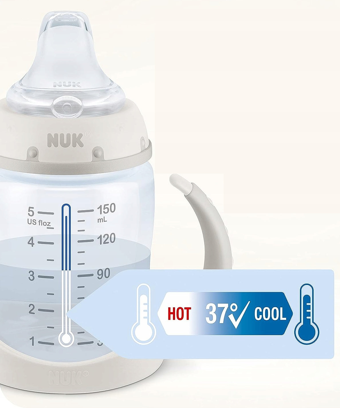 NUK Learner Cup KUBEK 150 ml wskaźnik temperatury, kubek niekapek 6m+ z uchwytami i silikonem