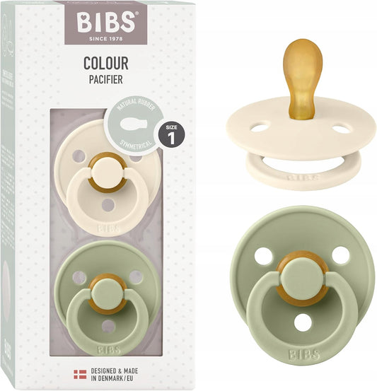BIBS COLOUR smoczki uspokajające 2pack kauczuk 0-6 msc. klasyczne smoczki naturalny kauczuk, rozmiar 1