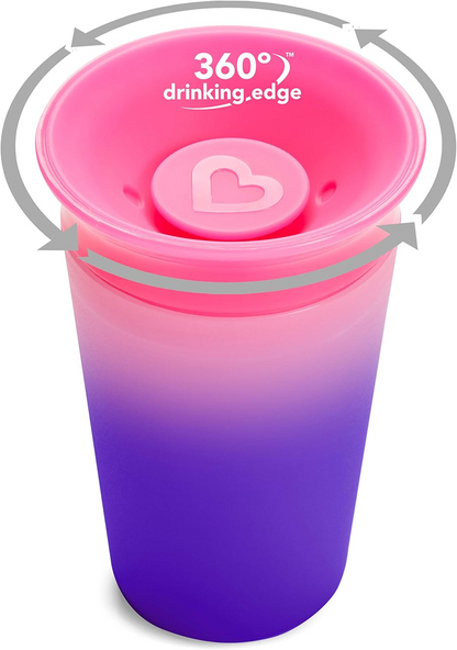MUNCHKIN Miracle tasse anti-fuite changeant de couleur bec 360° 266 ml 12 m+