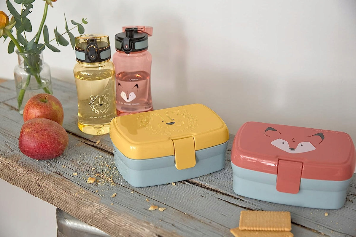 LASSIG zestaw śniadaniowy BIDON śniadaniówka, żółty lunchbox i bidon dla dzieci, praktyczny zestaw na śniadanie