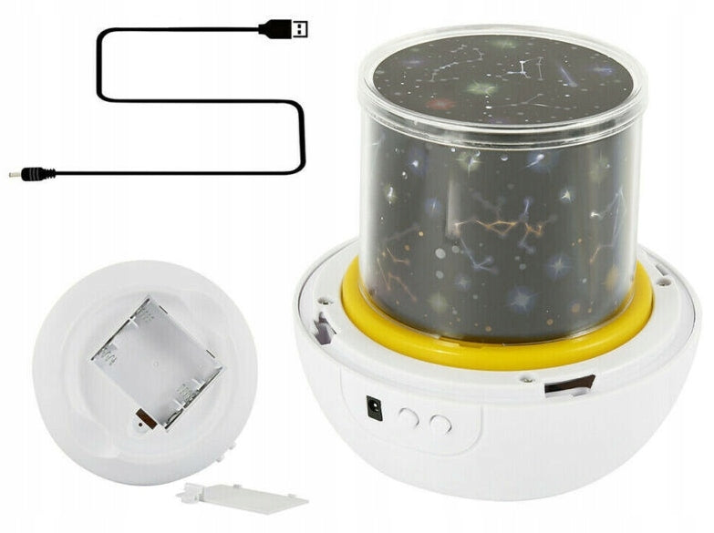 SPECIAL SWEET lampka nocna + projektor, 5 motywów, biały projektor USB z motywem gwieździstego nieba