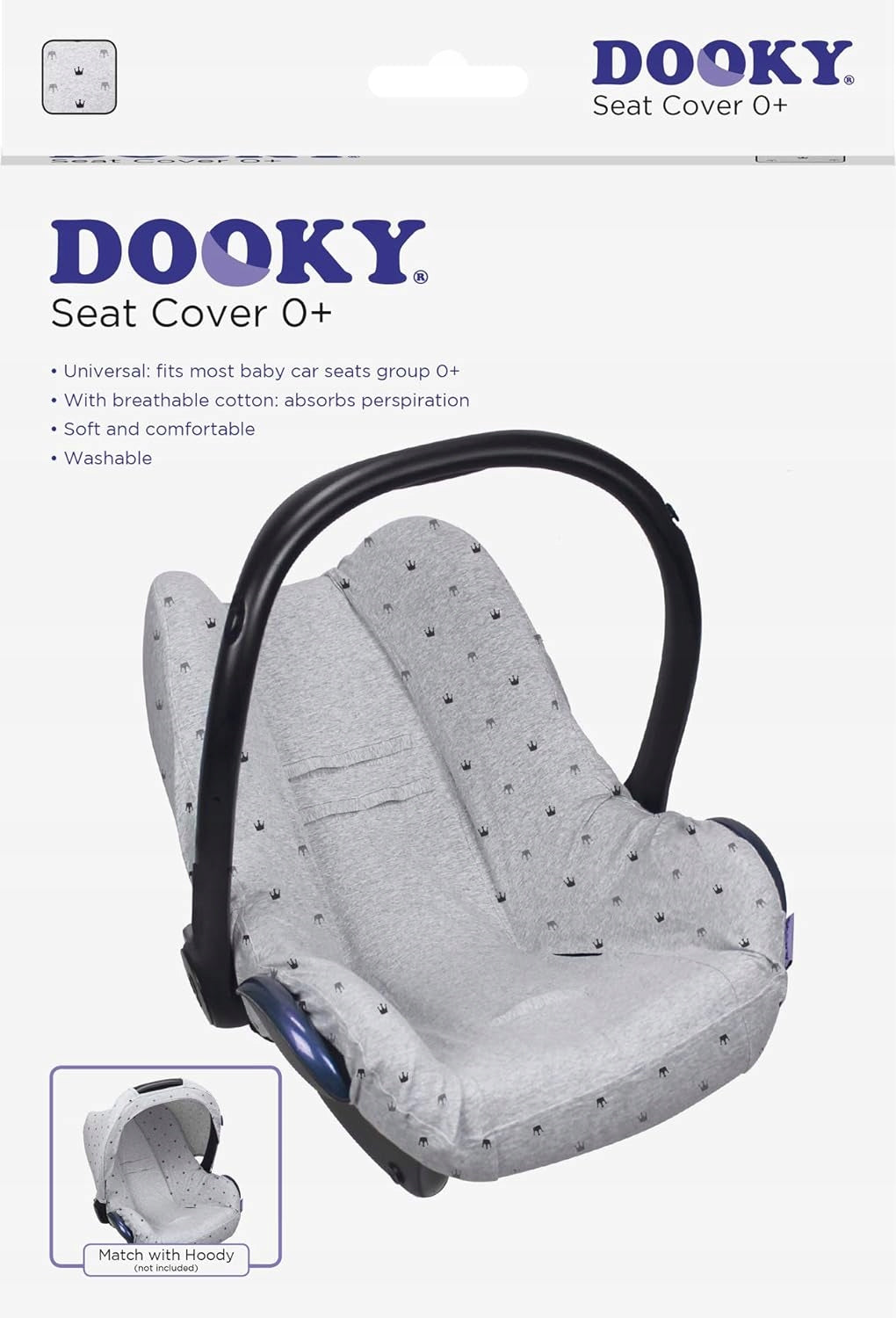 DOOKY SEAT COVER pokrowiec na fotelik gr0, szary uniwersalny pokrowiec na fotelik dziecięcy 0+