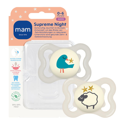 MAM Supreme Night sucette apaisante en silicone 0-6m x2 LUMINEUSES