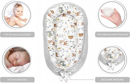 TOTSY BABY kokon niemowlęcy gniazdo 90 x 50, miękki dwustronny kokon dla niemowląt z grubą krawędzią