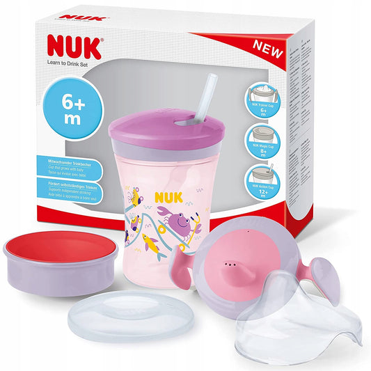 NUK zestaw do nauki picia kubek + 3 ustniki