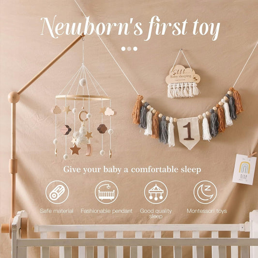 SWECOMZE carrousel pour lit en bois tissu BOHO
