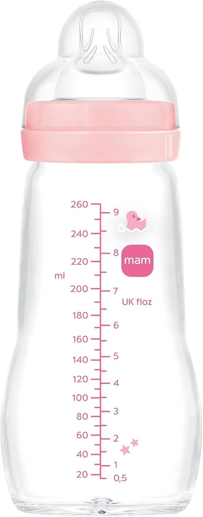MAM Feel Good biberon en verre 260 ml tétine 2 débit moyen 2 m+ CANARD