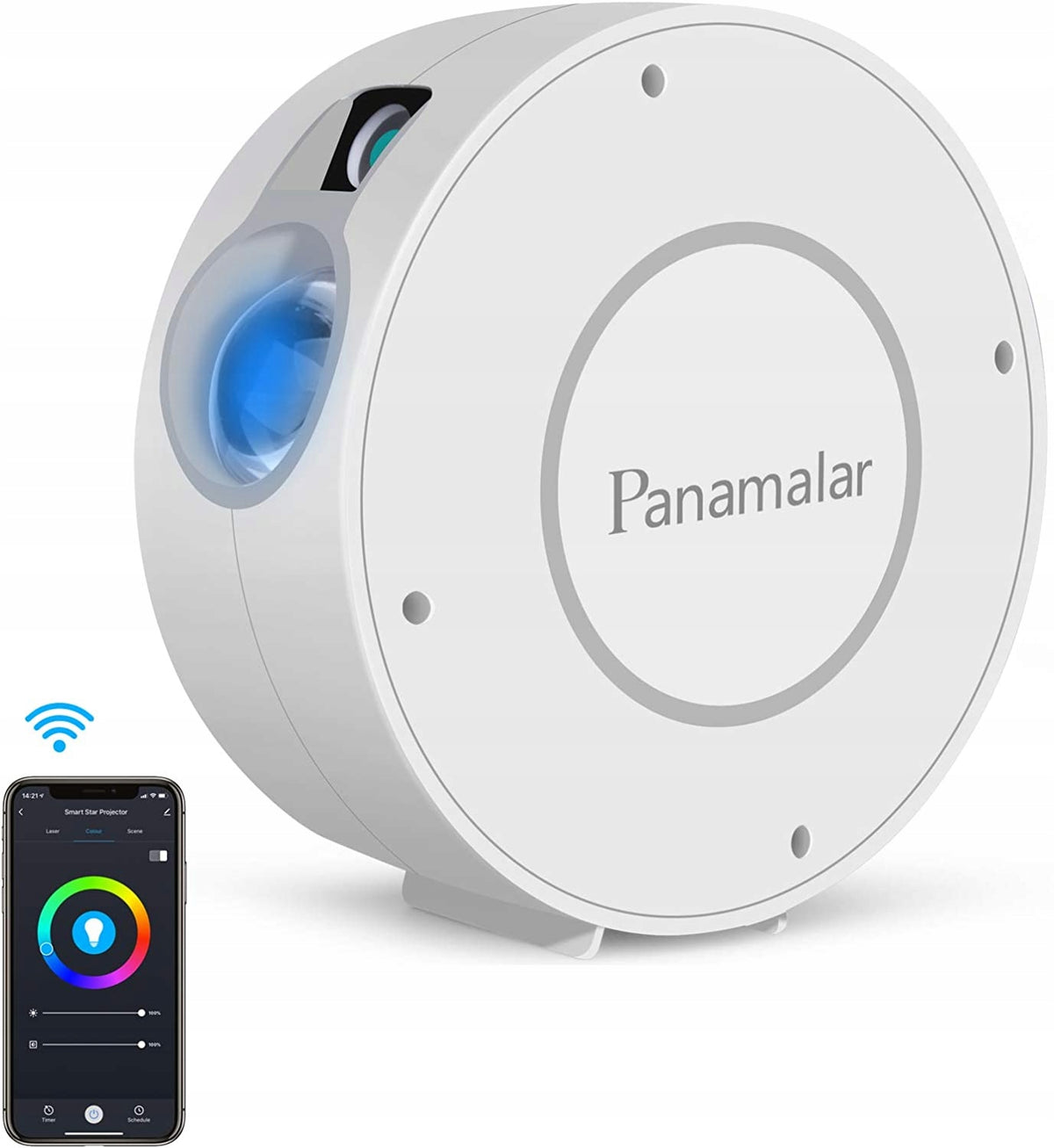 PANAMALAR SK20 projektor gwiazd kontrola aplikacją, biały smart projector z aplikacją i Wi‑Fi