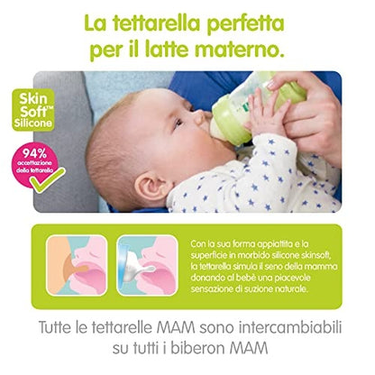 MAM tétines de biberon taille 1 SkinSoft 0m+ x2
