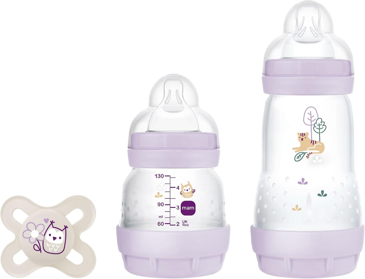 MAM Anti-Colic 1 x Anti-Colic bottle 130 ml with teat, 1 x Anti-Colic bottle 260 ml with teat, pacifier