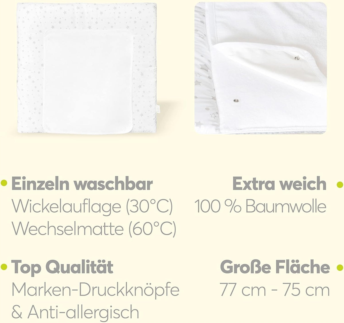 KOLIBRI weiche Wickelauflage 77 x 75 cm mit abnehmbarem Bezug – Produktfoto 3