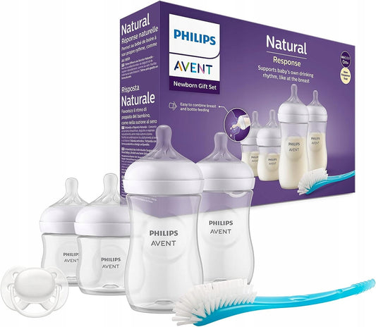 PHILIPS AVENT Natural Response zestaw 4 butelki smoczek szczotka dla noworodków, biały