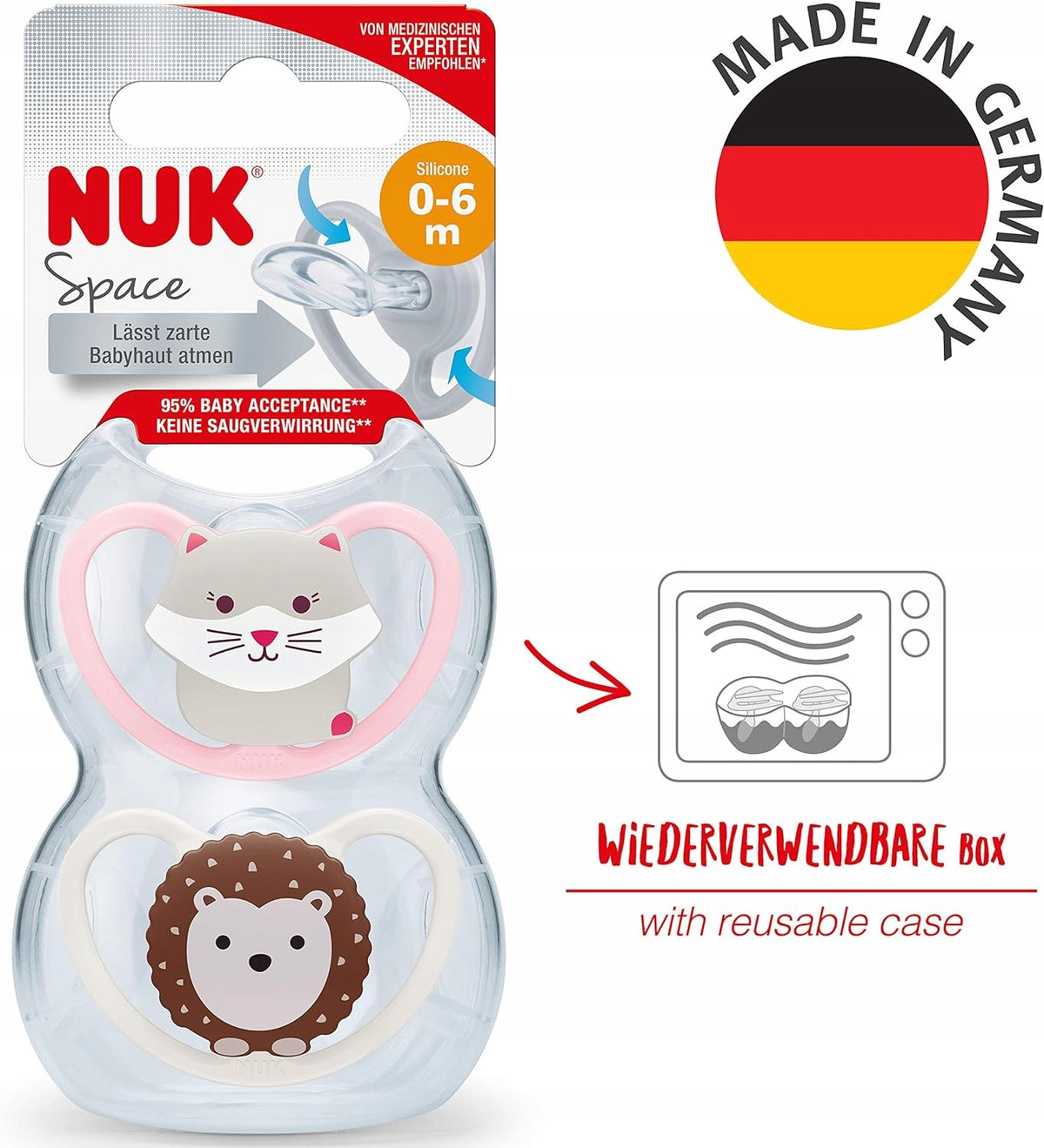 NUK Space smoczek uspokajający silikon x4 0-6msc +box
