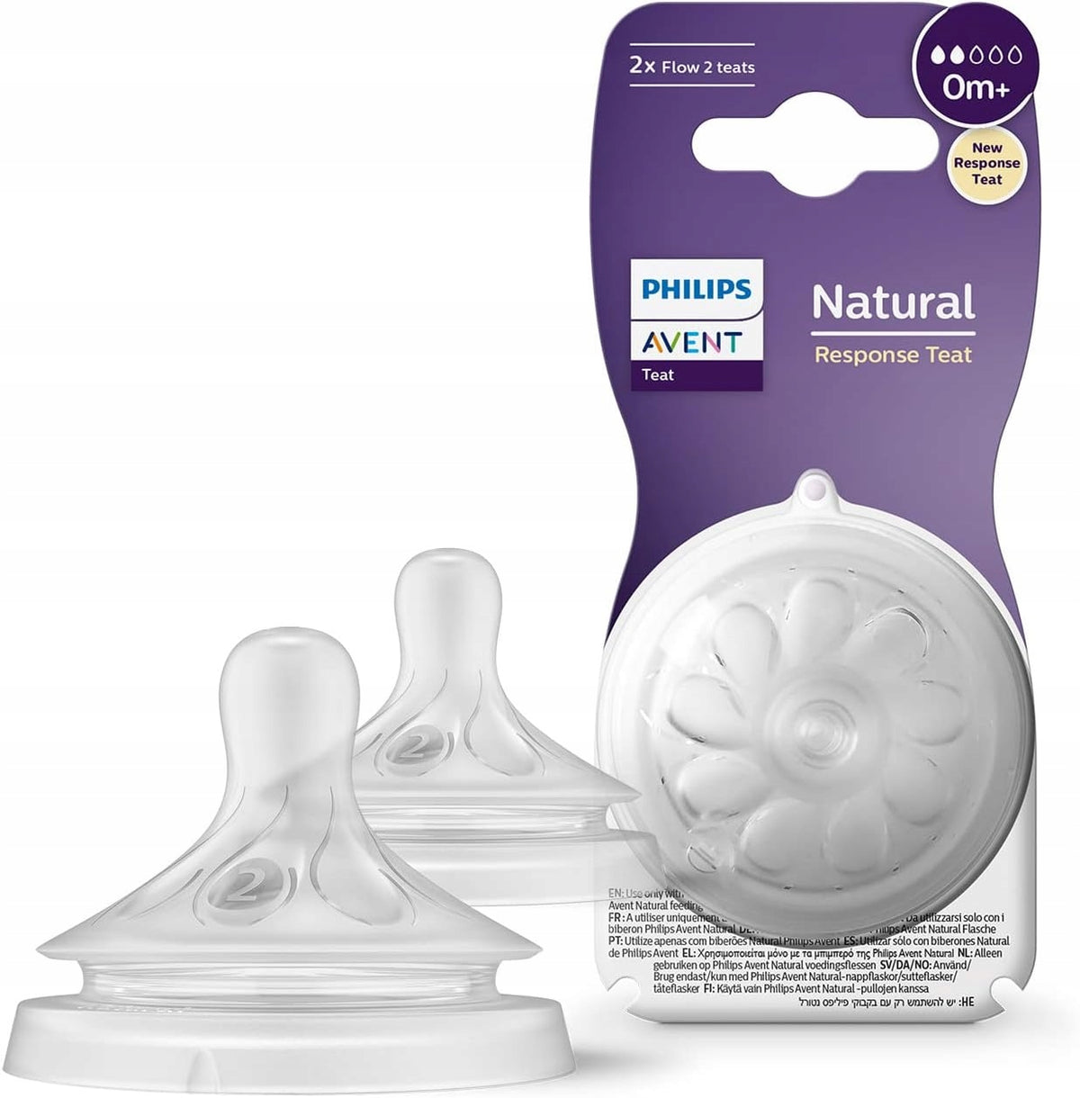 PHILIPS AVENT Natural smoczki do butelek 0msc+ x2