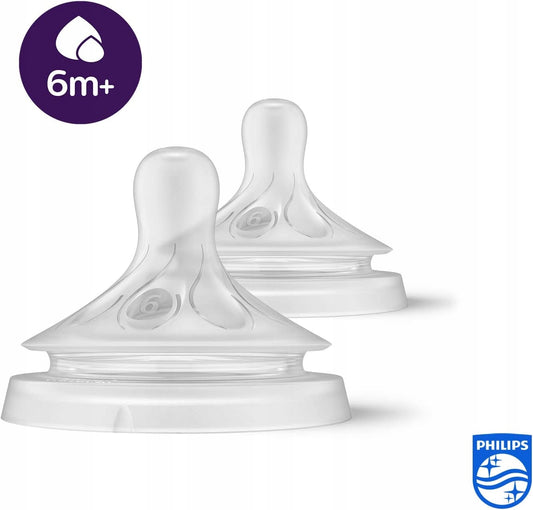 PHILIPS AVENT Natural RESPONSE smoczki 6m+ x2, silikonowe smoczki 6m+ z zaworem antykolkowym, bez BPA