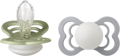 BIBS SUPREME GLOW smoczki uspokajające silikon 6msc+ SYMETRYCZNE