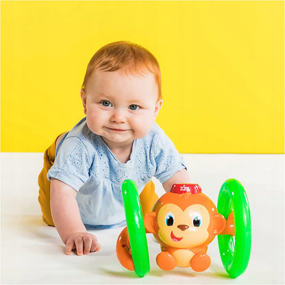 BRIGHT STARTS małpka ROLL&GLOW światło dźwięk, interaktywna zabawka dla niemowląt 6 m+, zachęca do ruchu
