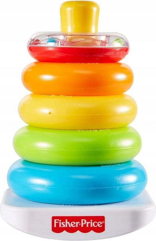 FISHER-PRICE Rock-a-Stack piramida z grzechotką 5 kółek 20 cm, kolorowa zabawka sensoryczna dla dziecka