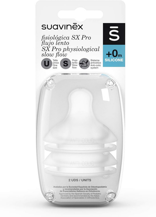 SUAVINEX symmetrisk sut til flaske x2 0m+ SX PRO