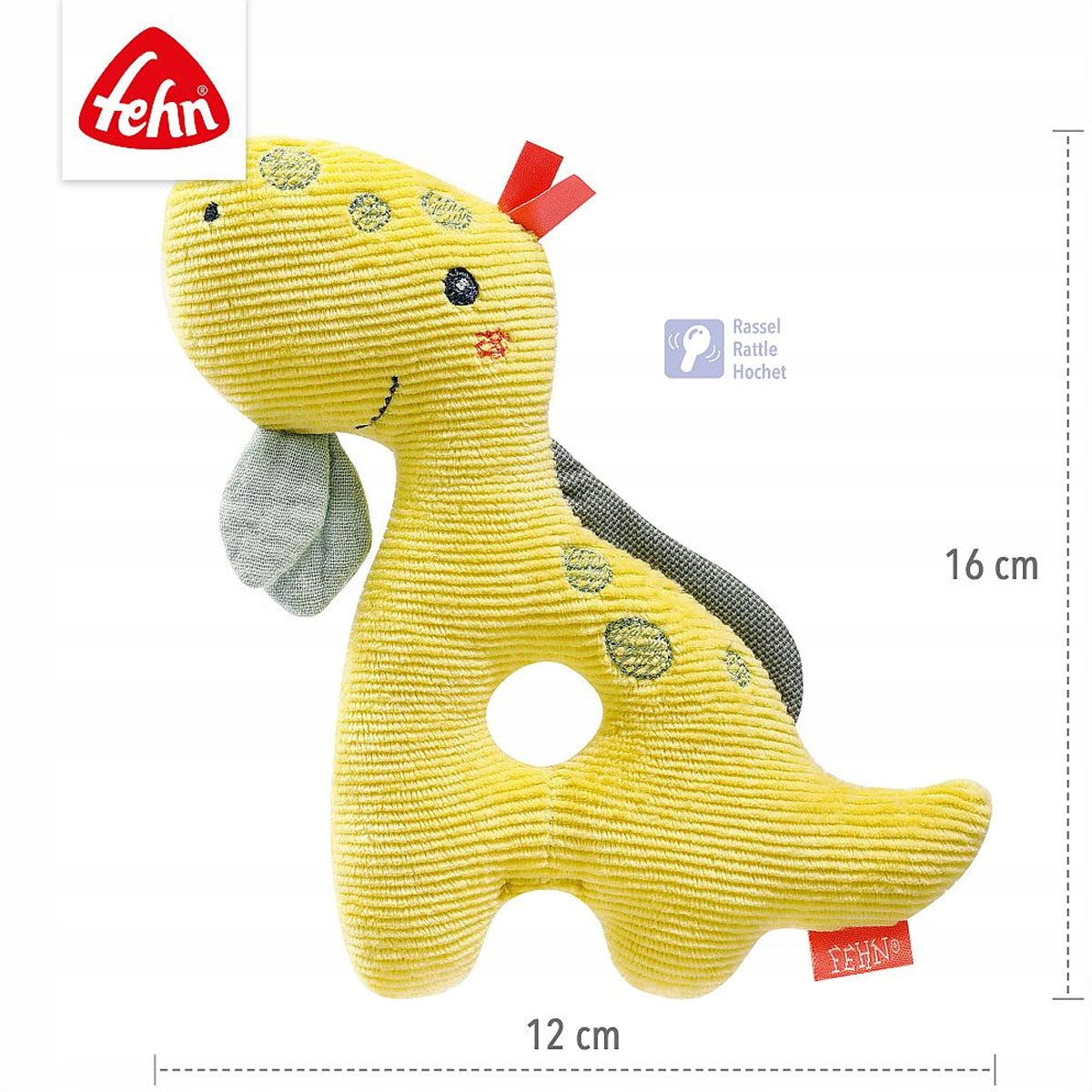 FEHN Happy Dino Κουδουνίστρα-λαβή για μωρά 16εκ.