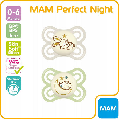 MAM Perfect Night smoczek uspokajający x2 0-6msc + box